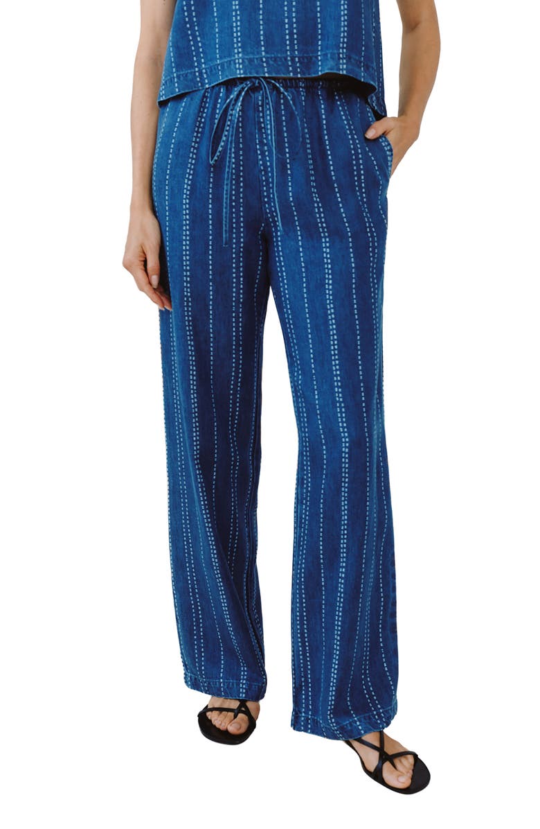 Bella Dahl Indigo Stripe Drawstring Tencel<sup>™</sup> Pants, Main, color, 