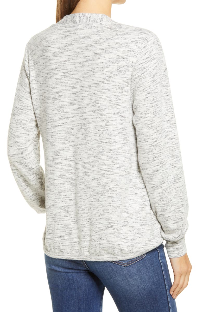 Bobeau Cozy Space Dye Surplice Knit Top, Alternate, color,