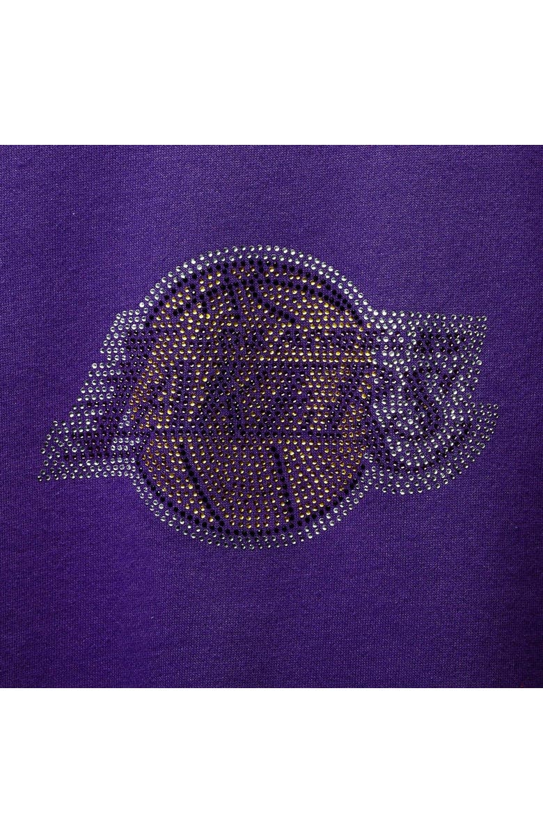 DKNY SPORT Women's DKNY Sport Purple Los Angeles Lakers Carrie Rhinestone Pullover Sweatshirt, Alternate, color,