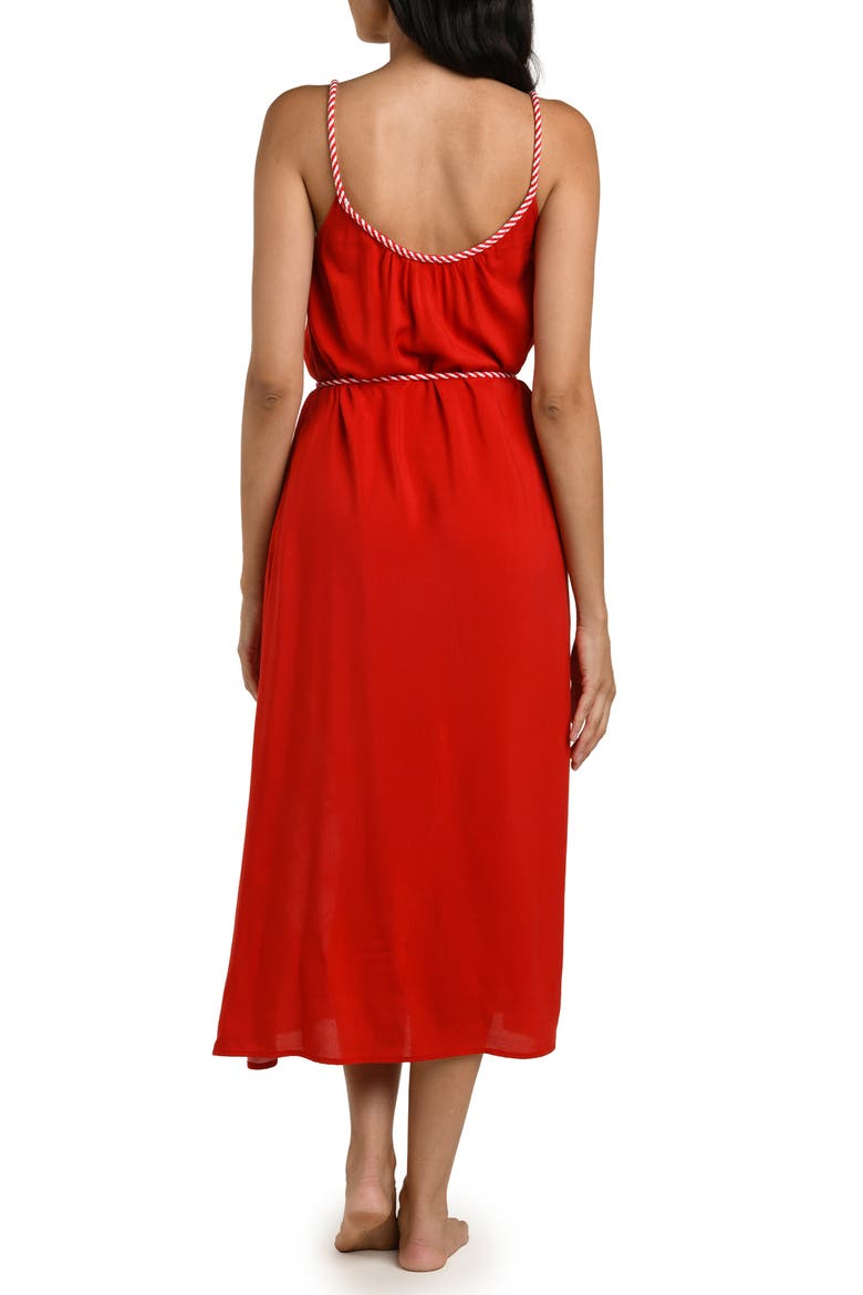 Mariner Tie Waist Sleeveless Cover-Up Midi Dress, Alternate, color, RUBY
