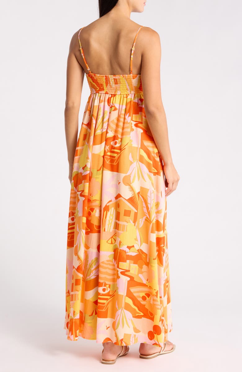 Blu Pepper Tropical Print Midi Sundress, Alternate, color, Orange Multi