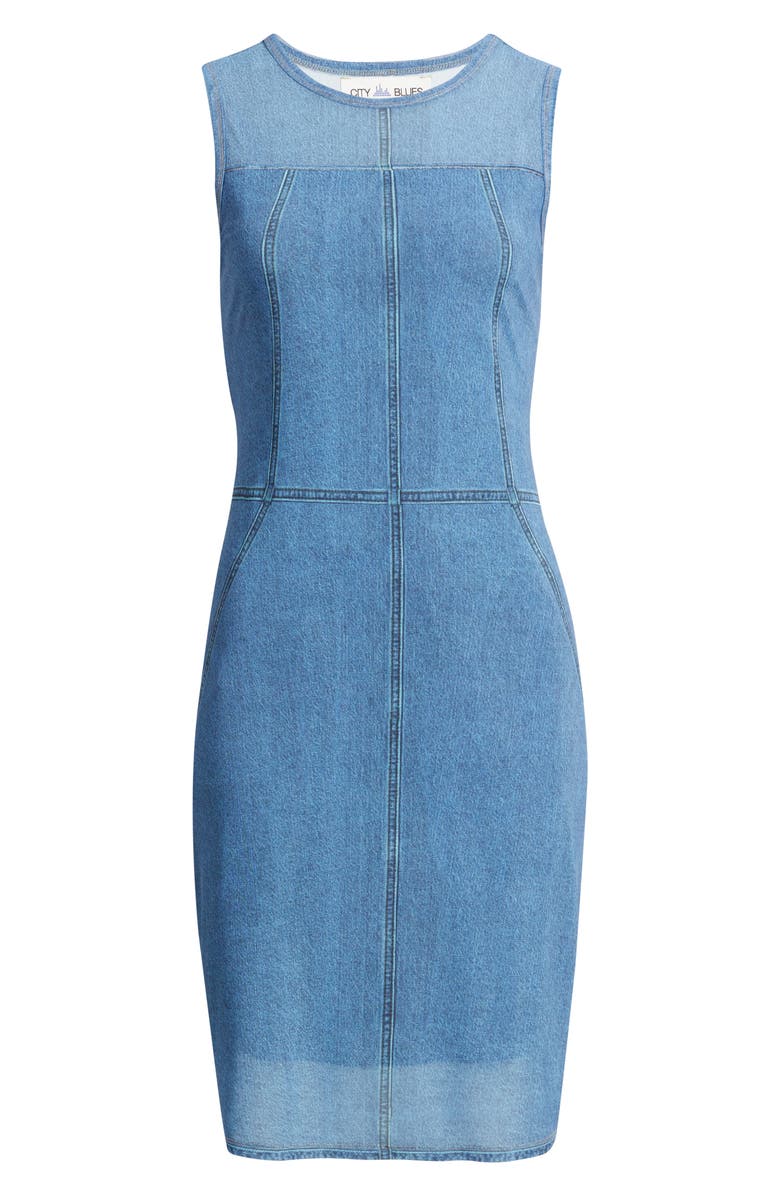 CITY BLUES Denim & Mesh Minidress, Main, color,