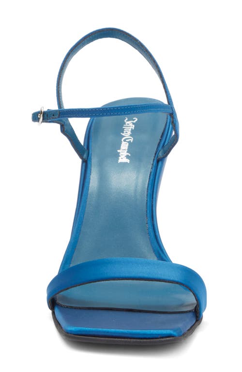 Jeffrey Campbell Kassandra Sculpted Two-piece Wedge Sandals In Blue Satin