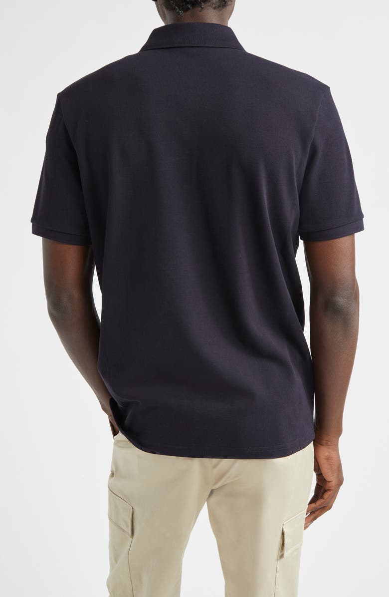 Moncler Logo Snap Placket Cotton Polo, Alternate, color, Black/ Navy