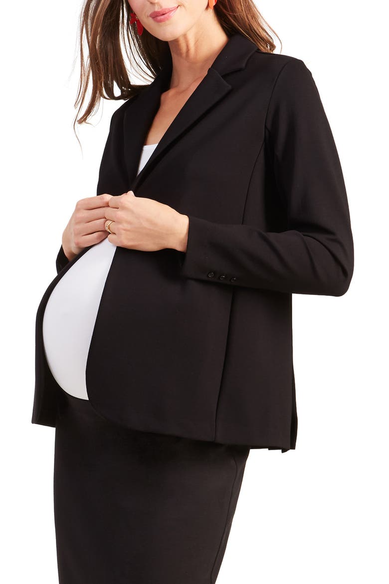 Ingrid & Isabel® Ponte Knit Maternity Blazer, Alternate, color, JET BLACK