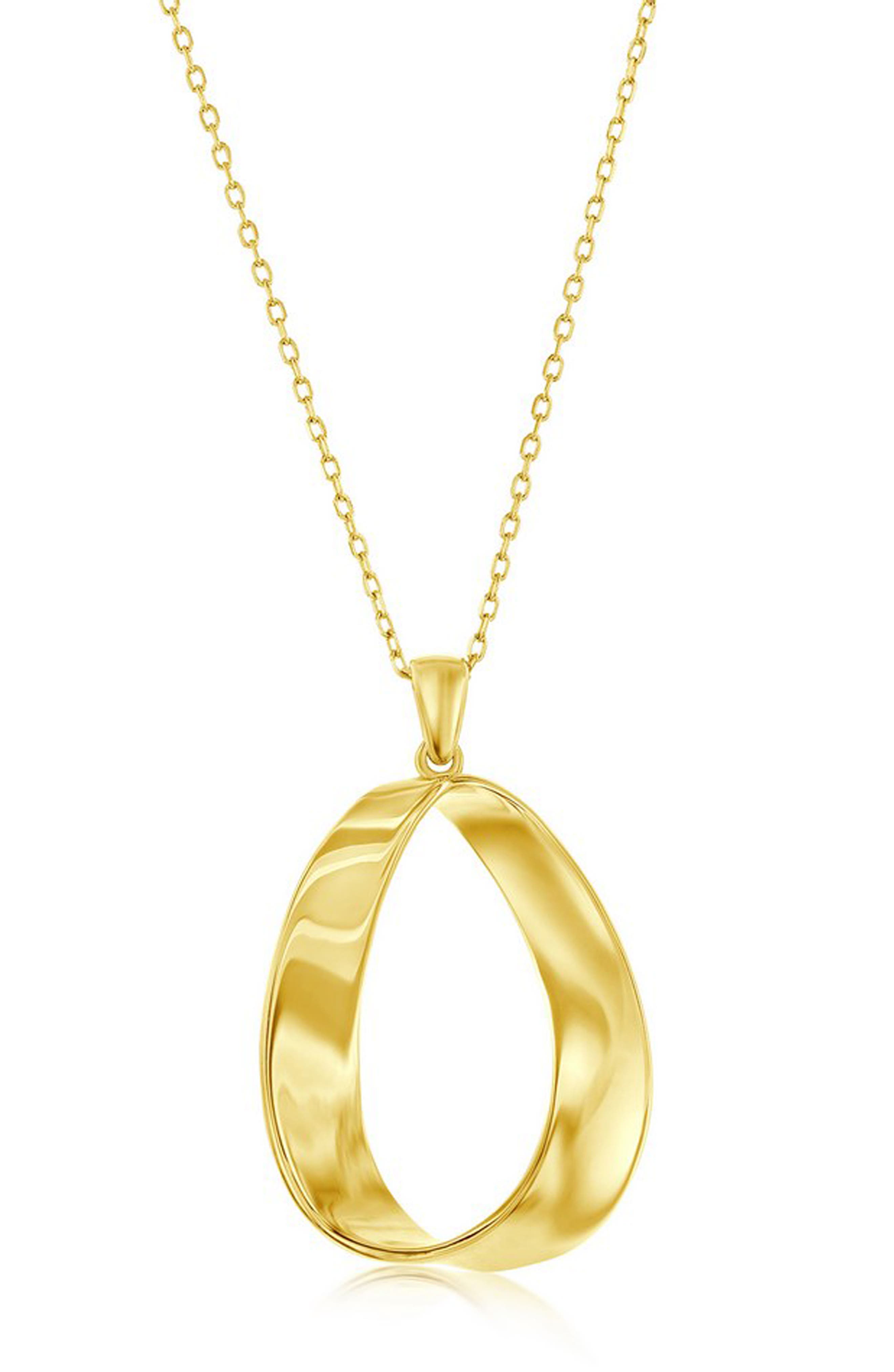 SIMONA 14K Gold Plated Sterling Silver Twisted Oval Pendant Necklace