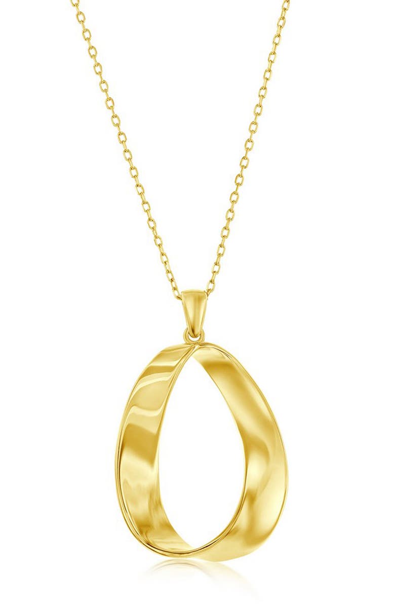 SIMONA 14K Gold Plated Sterling Silver Twisted Oval Pendant Necklace, Main, color, Gold