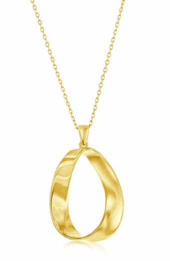 SIMONA 14K Gold Plated Sterling Silver Twisted Oval Pendant Necklace