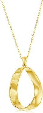 SIMONA 14K Gold Plated Sterling Silver Twisted Oval Pendant Necklace