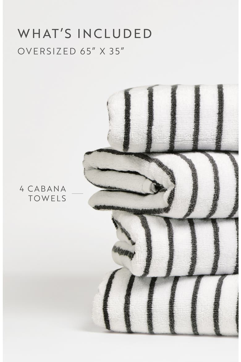 4-Pack Cabana Beach Towels, Alternate, color, STRIPES GRAY