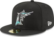 New Era Men's New Era Black Florida Marlins Cooperstown Collection Wool 59FIFTY Fitted Hat