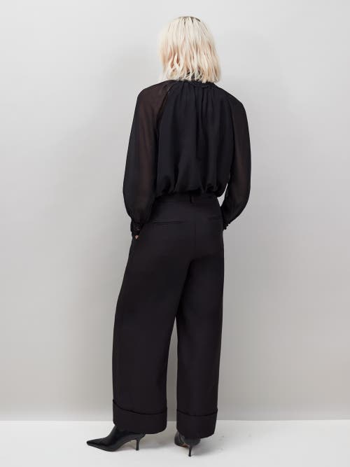 Ro&zo Lace Neck And Cuff Blouse In Black