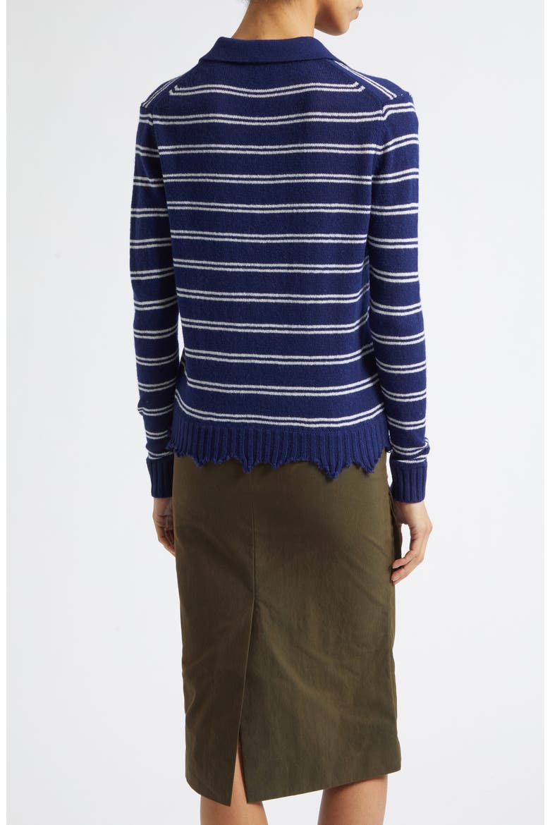 Deconstructed Stripe Wool Polo Sweater, Alternate, color, BLUE STRIPE