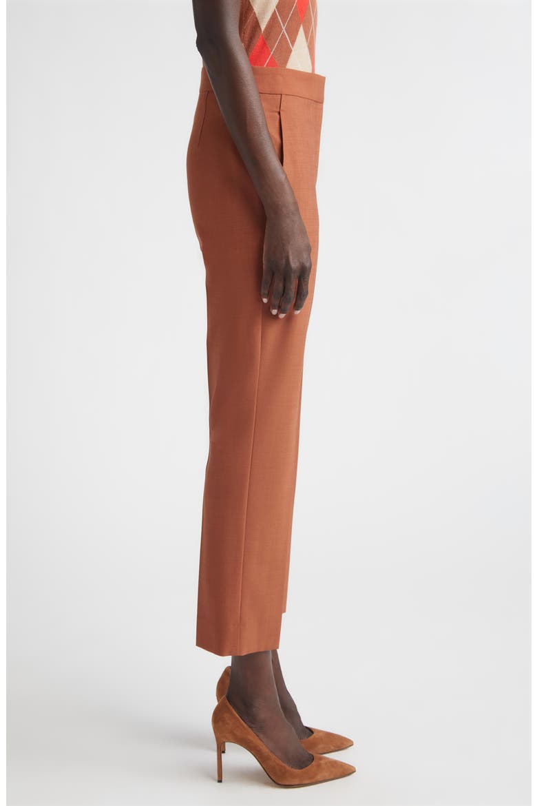 Mélange Wool Blend Stretch Twill Crop Pants, Alternate, color, RUST MELANGE