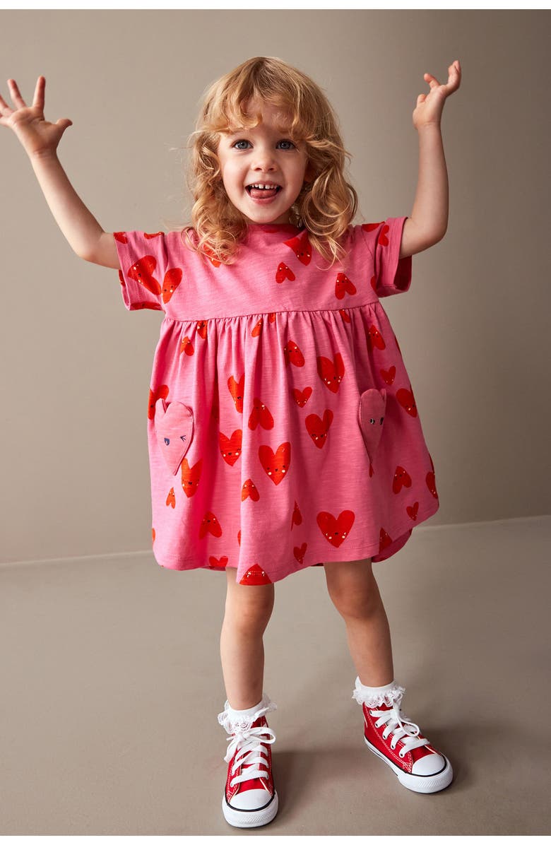NEXT Kids' Heart Print Cotton Dress, Alternate, color, 
