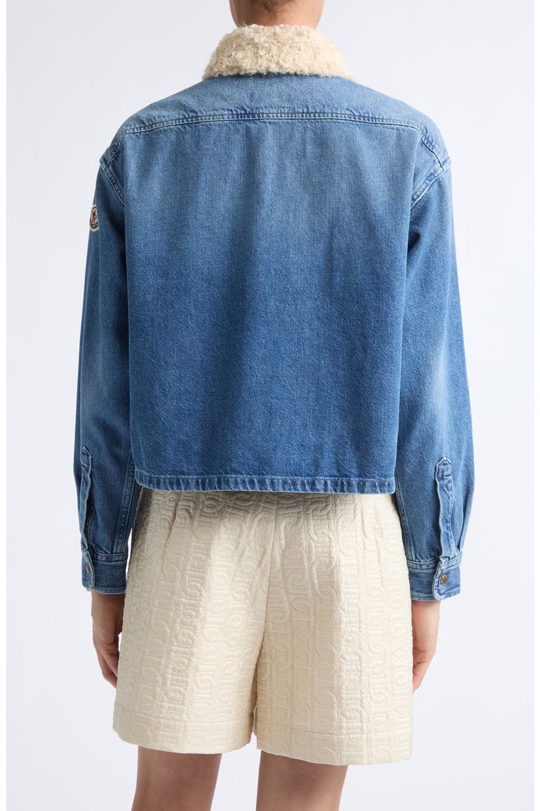 Faux Shearling Collar Denim Jacket, Alternate, color, BLUE