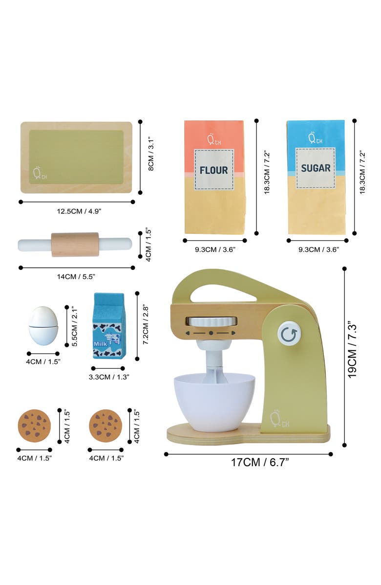 Teamson Kids Little Chef Frankfurt 10-Piece Wood Mixer Set, Alternate, color, Green