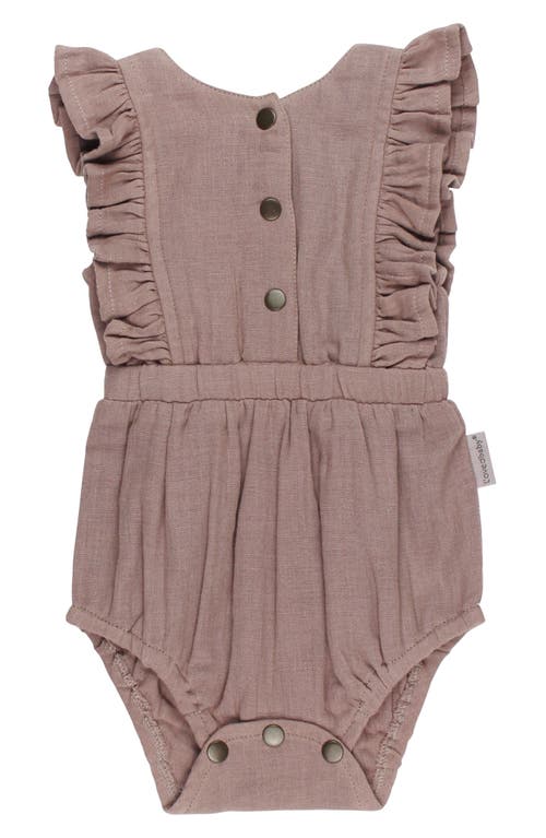 L'ovedbaby Ruffle Organic Cotton Gauze Romper In Almond