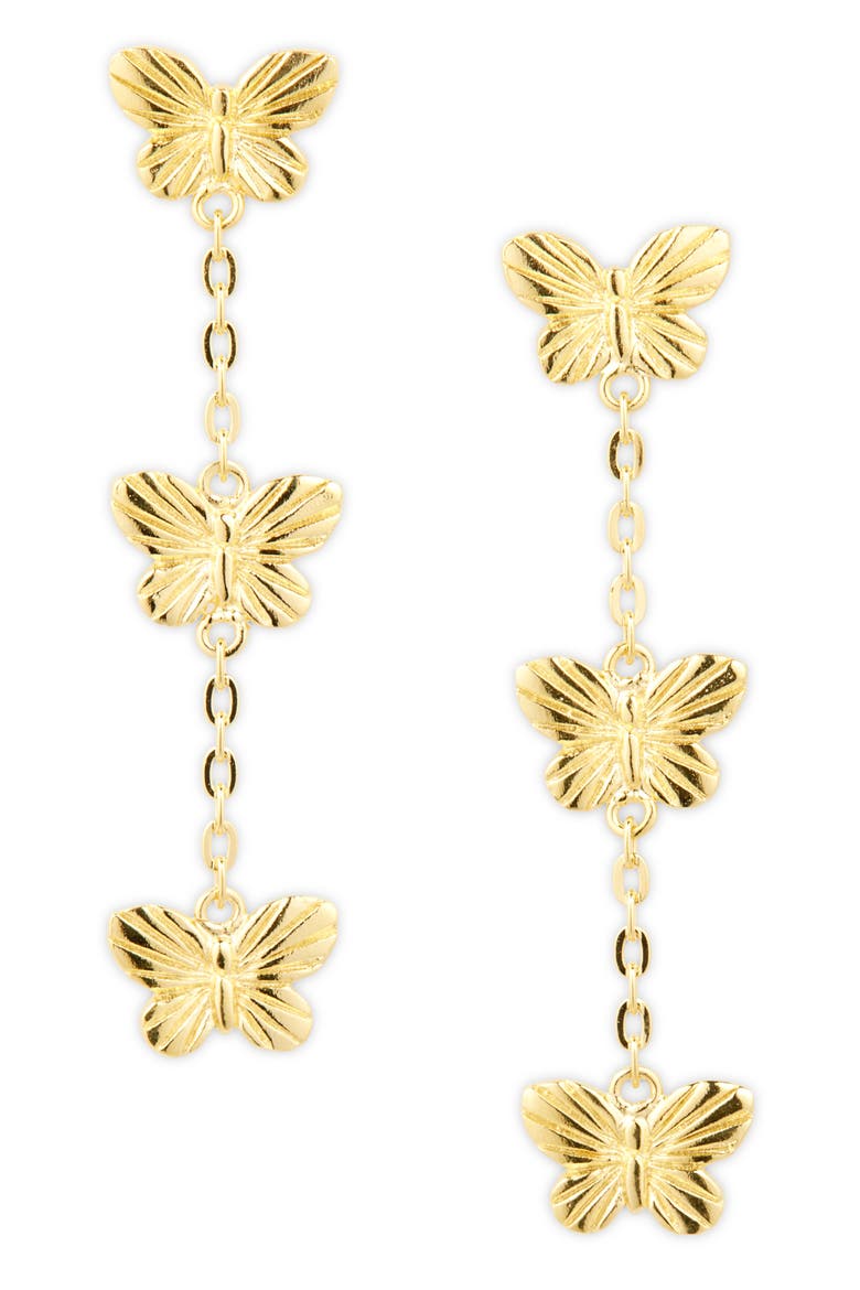 Nadine Butterfly Linear Drop Earrings, Main, color, GOLD
