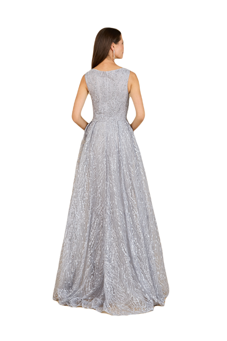 Lace Embroidered Overskirt Dress, Alternate, color, Silver