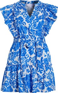 SUGARLIPS Magee Floral Print Ruffle Minidress