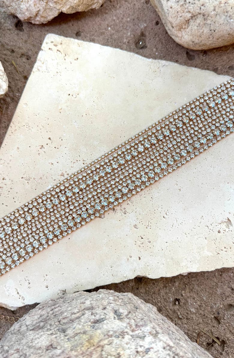 Adornia Crystal Layered Choker Necklace, Alternate, color, Gold