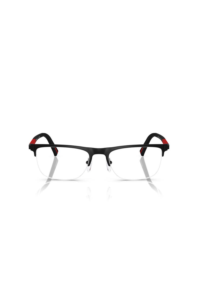 Prada Linea Rossa 53mm Rectangle optical glasses, Alternate, color, Black