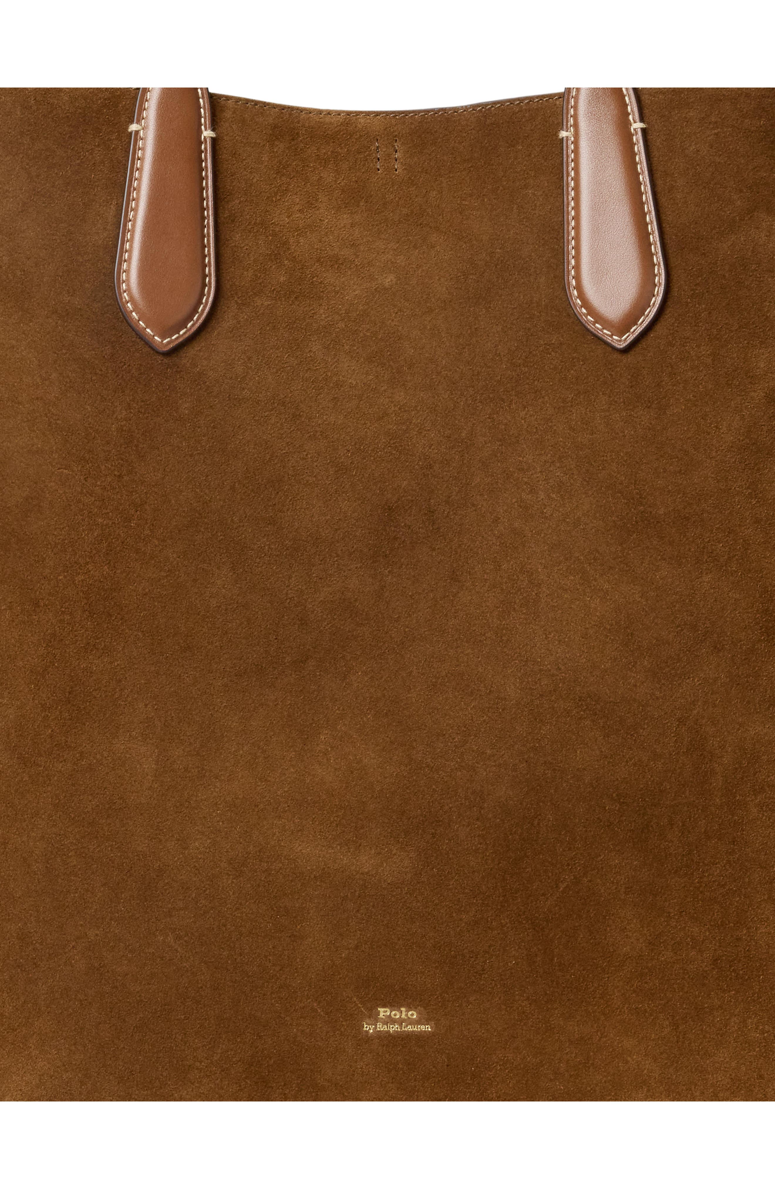 Polo Ralph Lauren Bellport Suede Tote Bag, Alternate, color, Cuoio