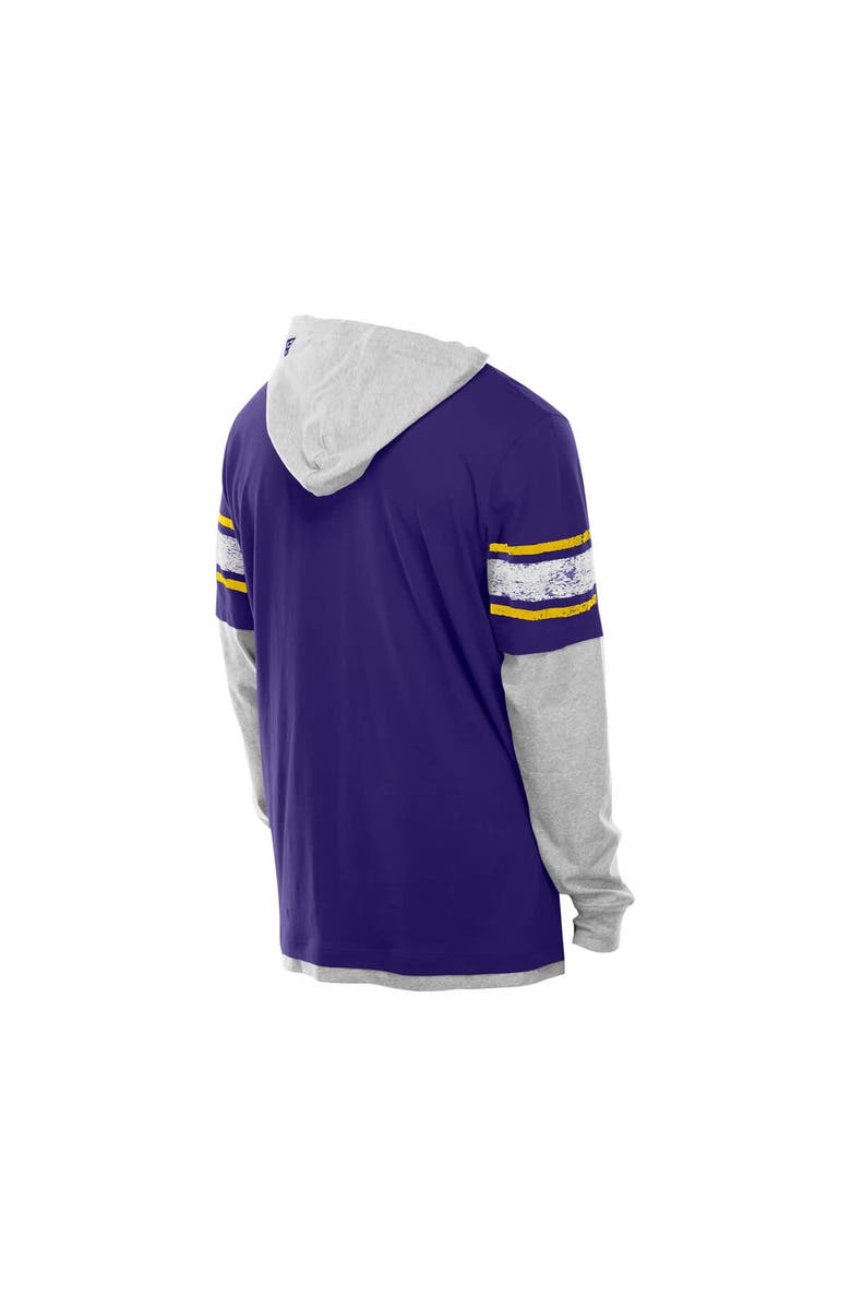 New Era Men's New Era Purple Minnesota Vikings Twofer Layered Long Sleeve Hoodie T-Shirt, Alternate, color, 