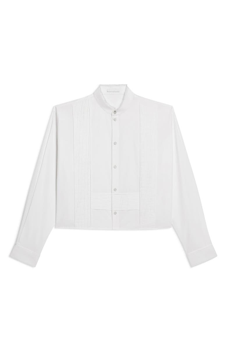 Helmut Lang Collarless Tuxedo Shirt, Alternate, color,