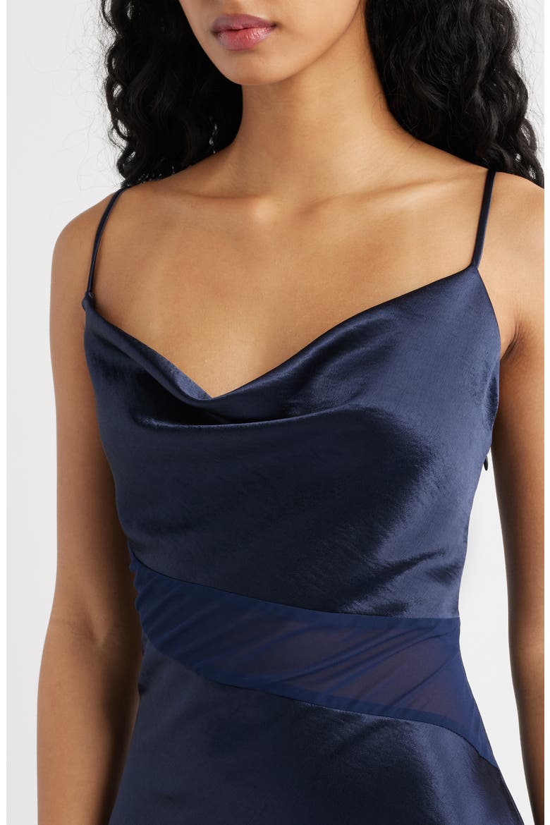 Lainey Cowl Neck Midi Dress, Alternate, color, NAVY