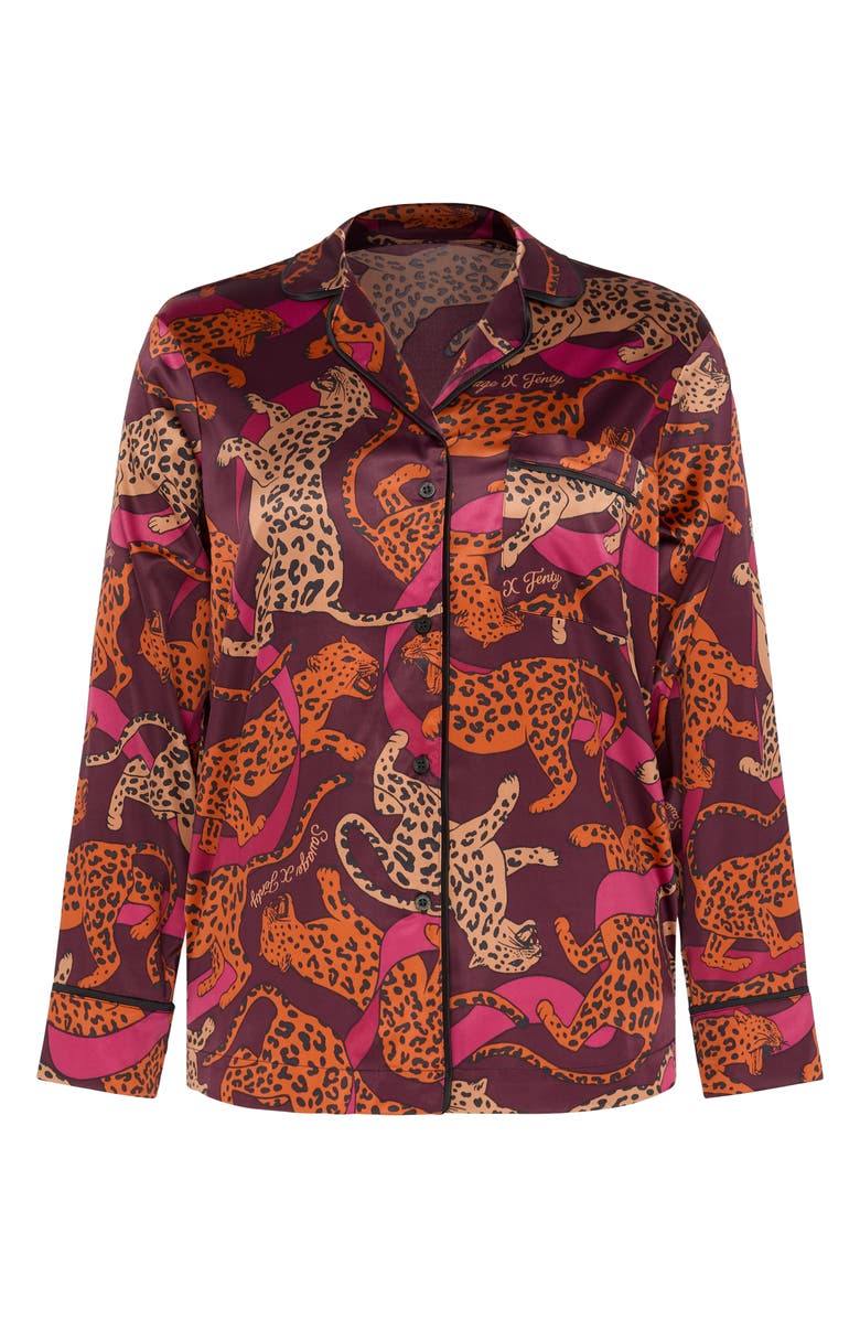 SAVAGE X FENTY Ever After Satin Sleep Shirt, Alternate, color, Purple Persuasion / Toffee Tan