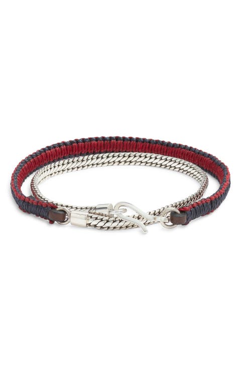 Men's Bali Chain & Macramé Double Wrap Bracelet