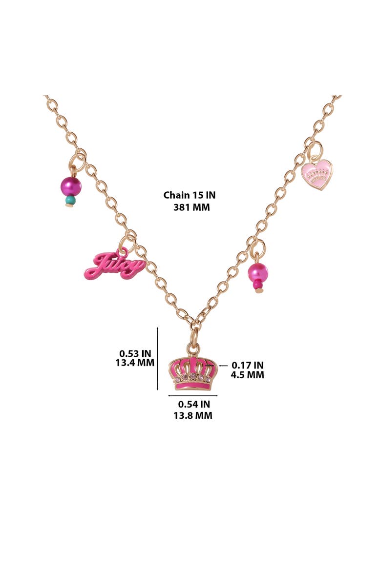 Crown "Juicy" Charm Necklace, Alternate, color, gold, pink