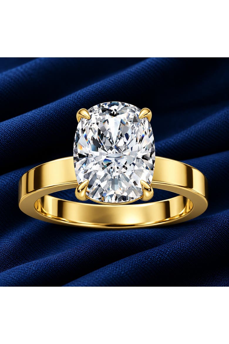 Certified 2Ct Cushion Diamond Cigar Band Engagement Ring 14k Gold Lab Grown, Alternate, color, 14k Yellow Gold