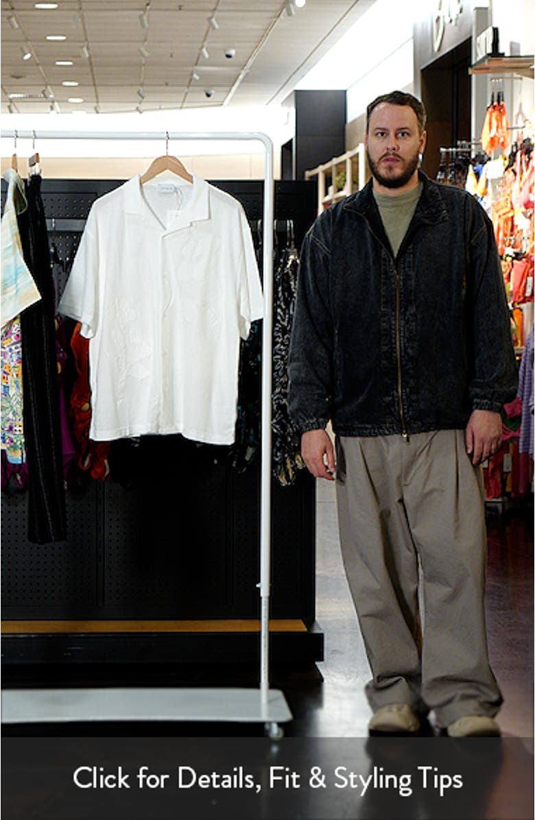 Floral Appliqué Mesh Camp Shirt, sales video thumbnail