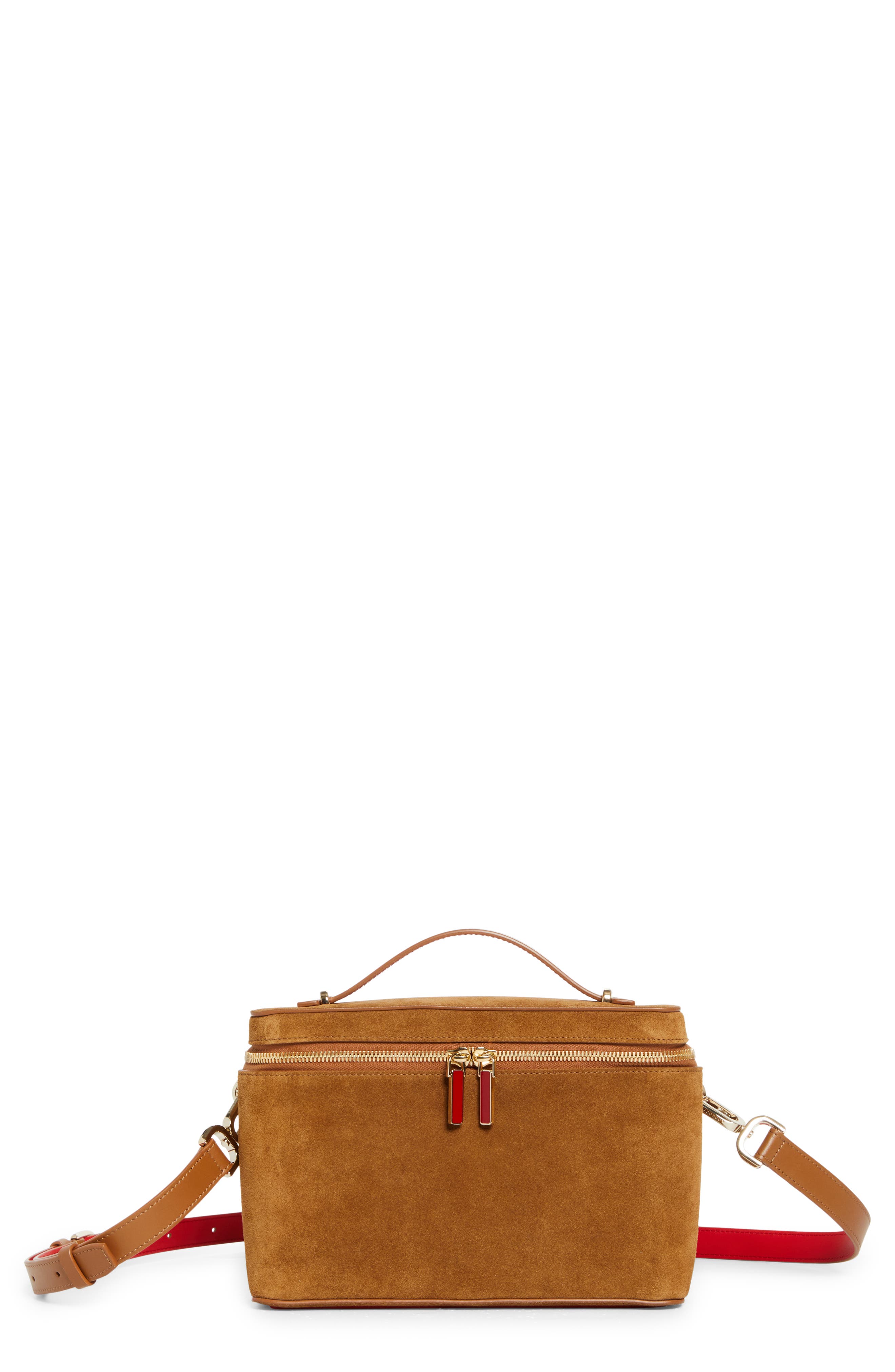 Christian Louboutin Djanis Suede Crossbody Vanity Case, Main, color, Rhea