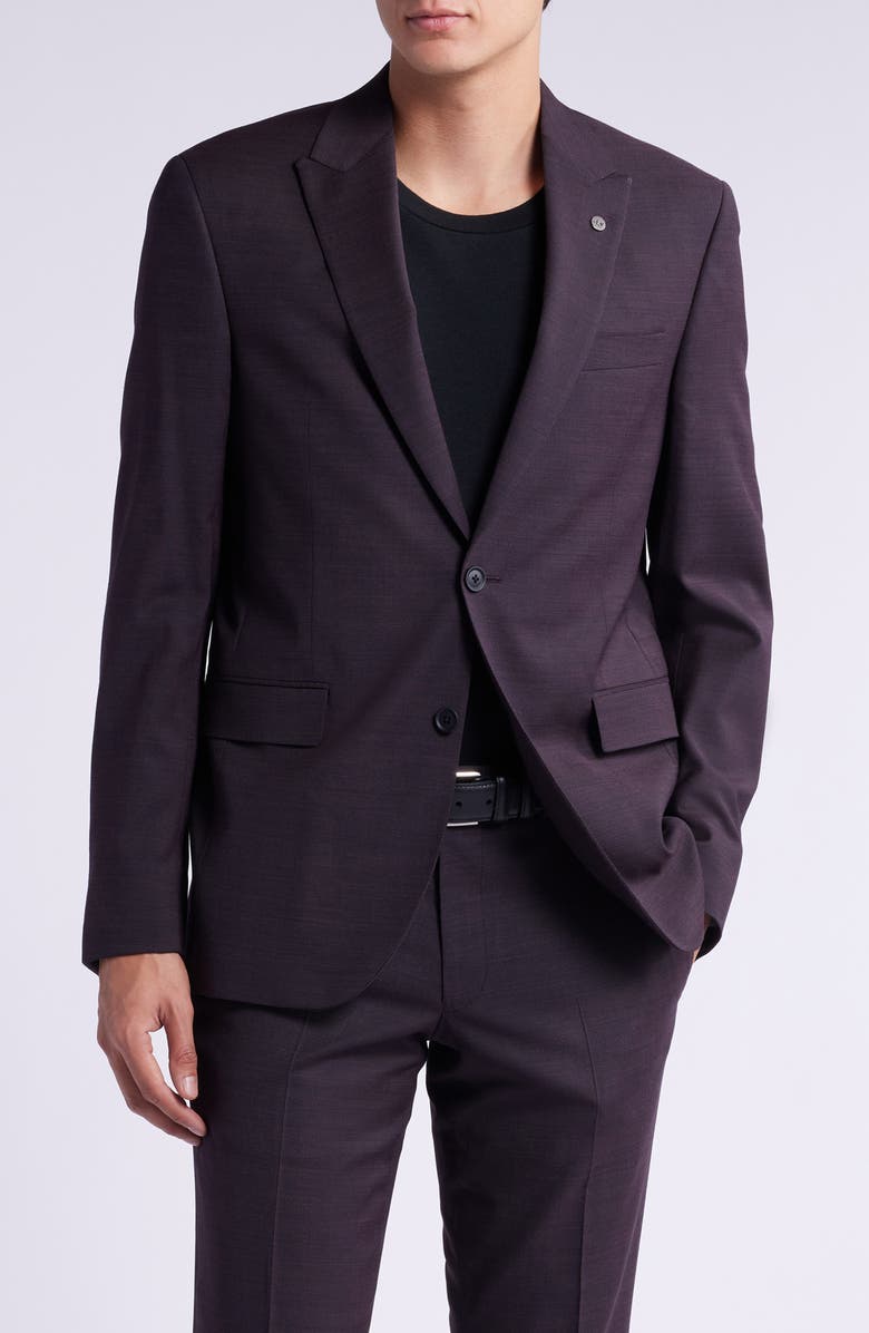 AllSaints Rawdon Peaked Lapel Slim Fit Wool Blend Sport Coat Suit Separate, Main, color, 