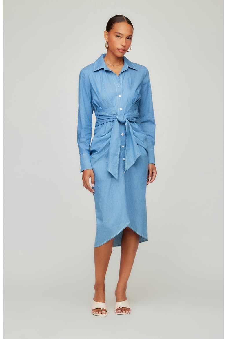 Rayleen Pleated Long Sleeve Shirtdress, Alternate, color, CHAMBRAY