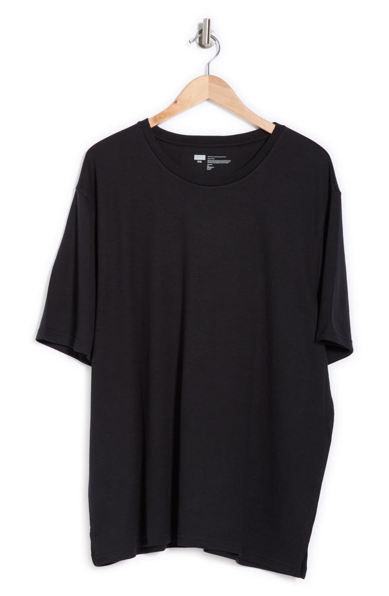 NORDSTROM RACK Cotton & Linen Blend Crewneck T-Shirt, Alternate, color, Black Caviar