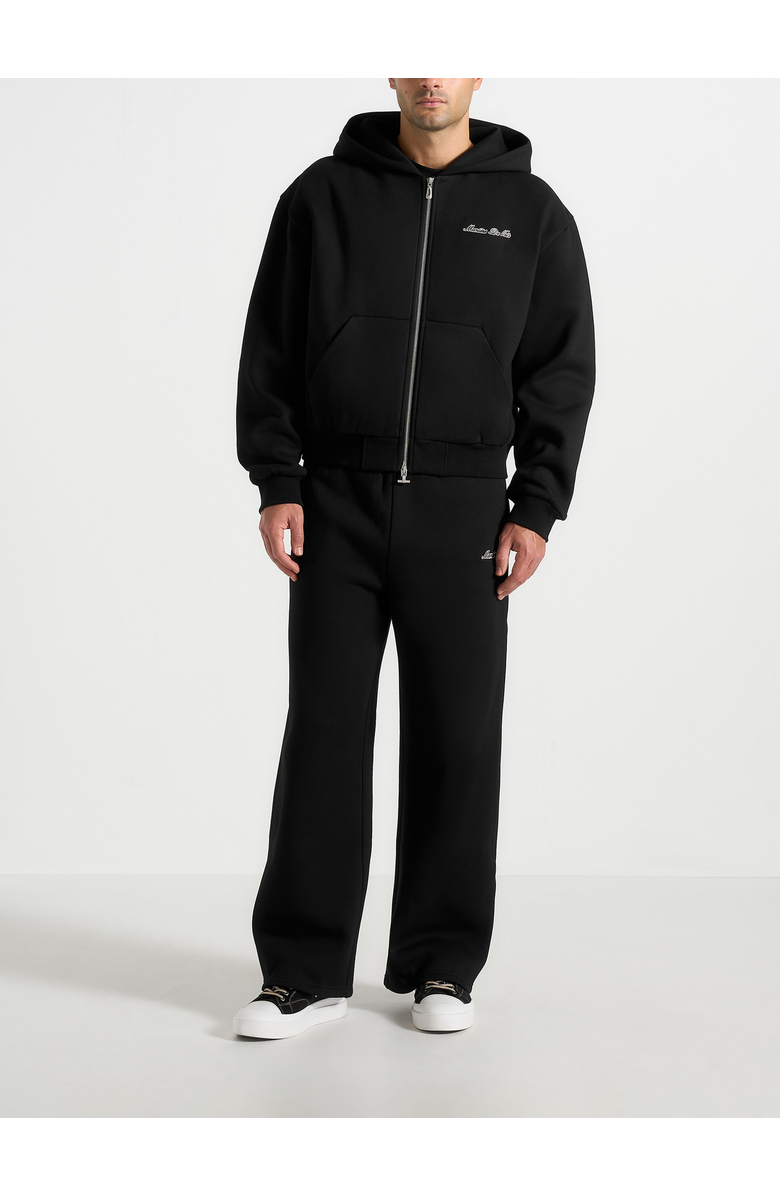 Manière De Voir Unisex Signature Relaxed Fit Zip Hoodie, Alternate, color, Black