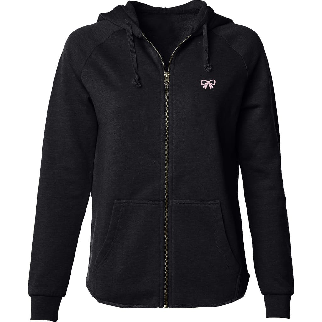 Dalix Bow Fleece Zip Hoodie In Black
