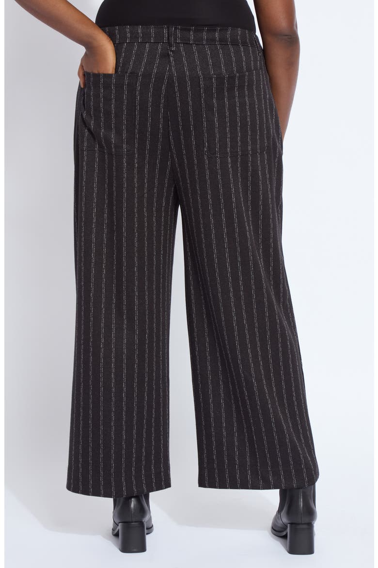 Isabel Pinstripe Pull-On Ankle Wide Leg Ponte Pants, Alternate, color, CHARCOAL LANE