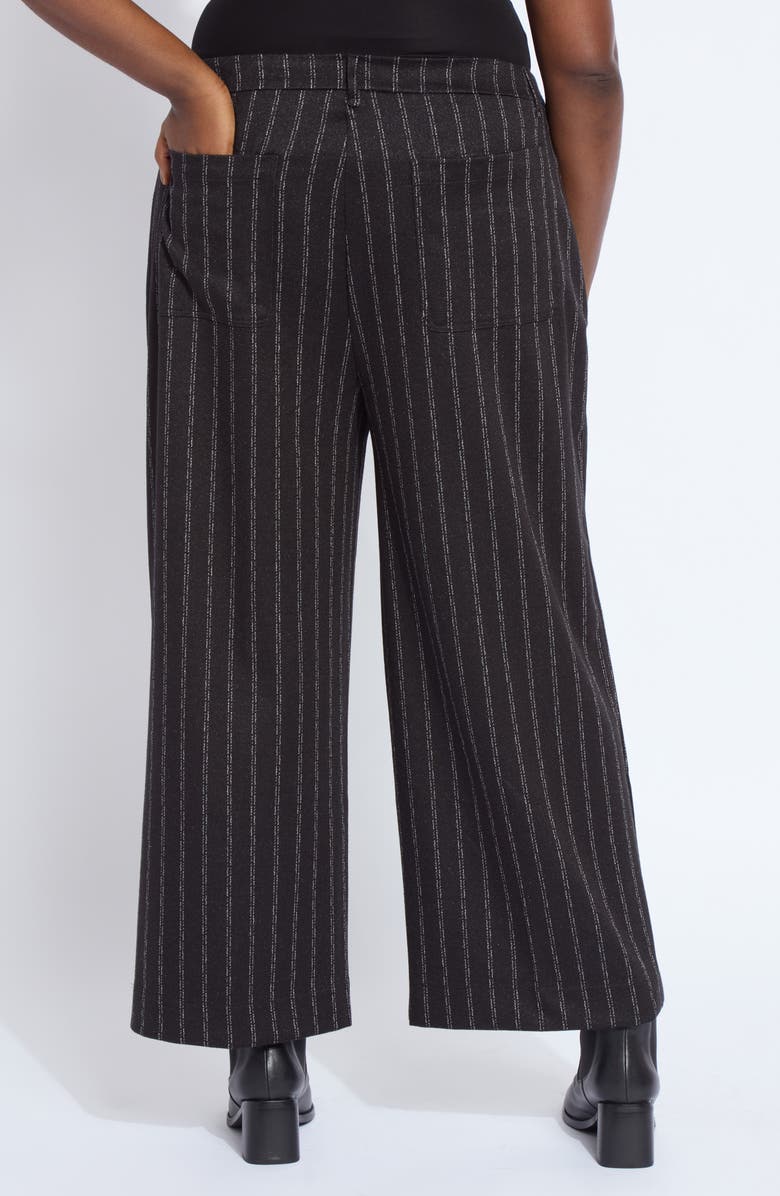 Lysse Isabel Pinstripe Pull-On Ankle Wide Leg Ponte Pants, Alternate, color, Charcoal Lane