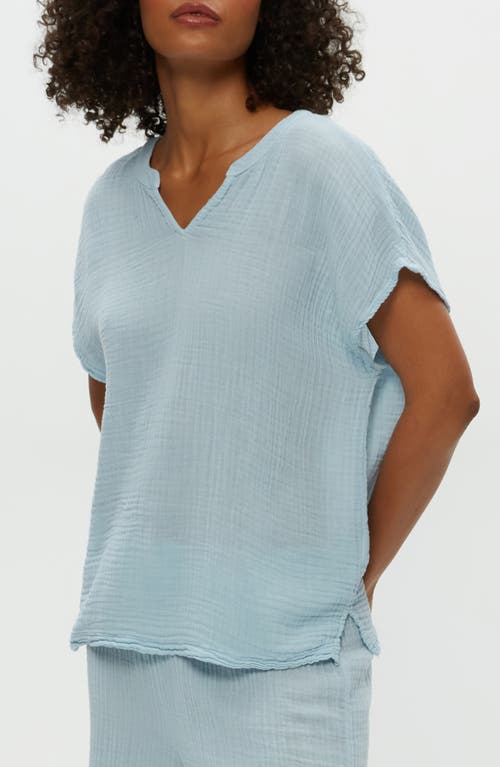 Michael Stars Naomi Split Neck Gauze Top In Fountain