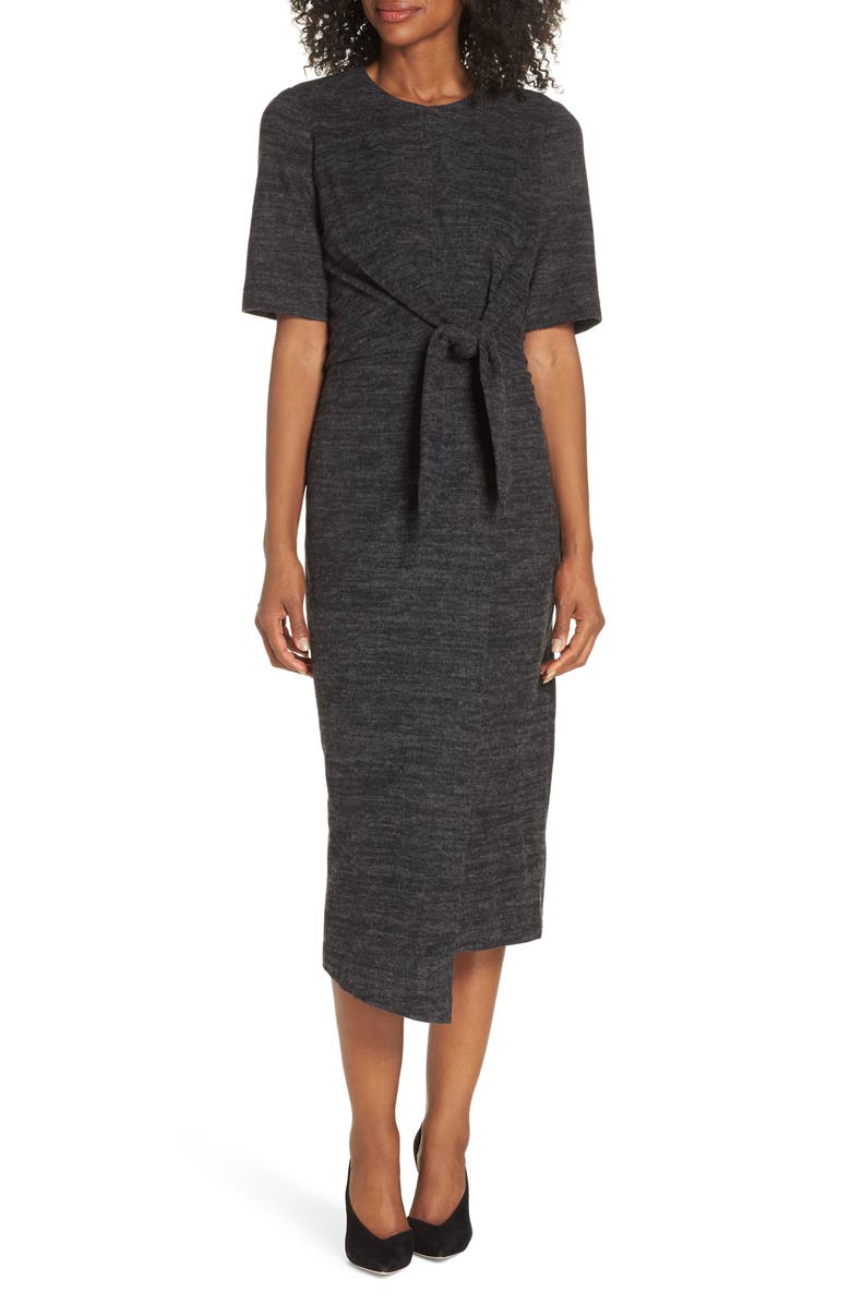 Maggy London Tie Front Midi Dress, Main, color, 