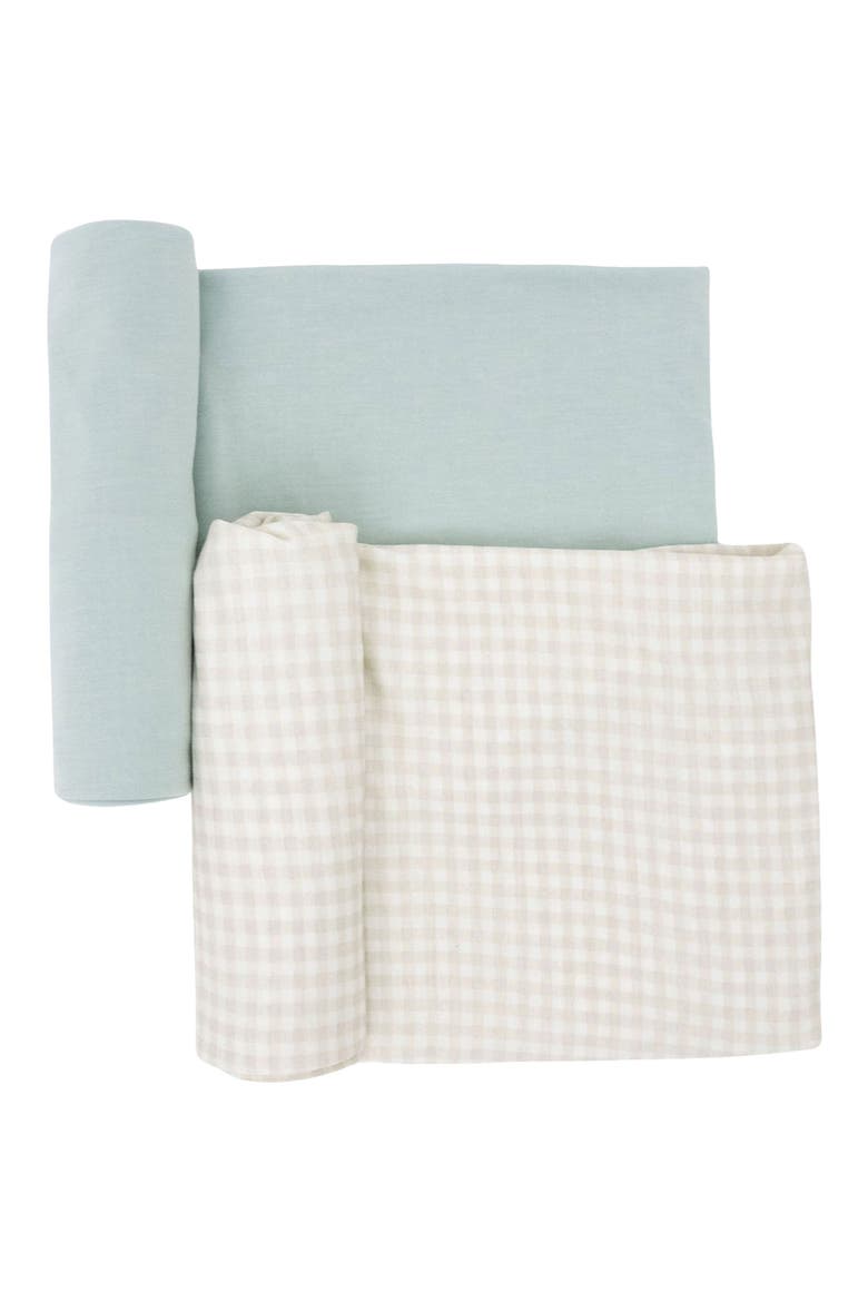 2-Pack Knit Swaddle, Main, color, TAN GINGHAM