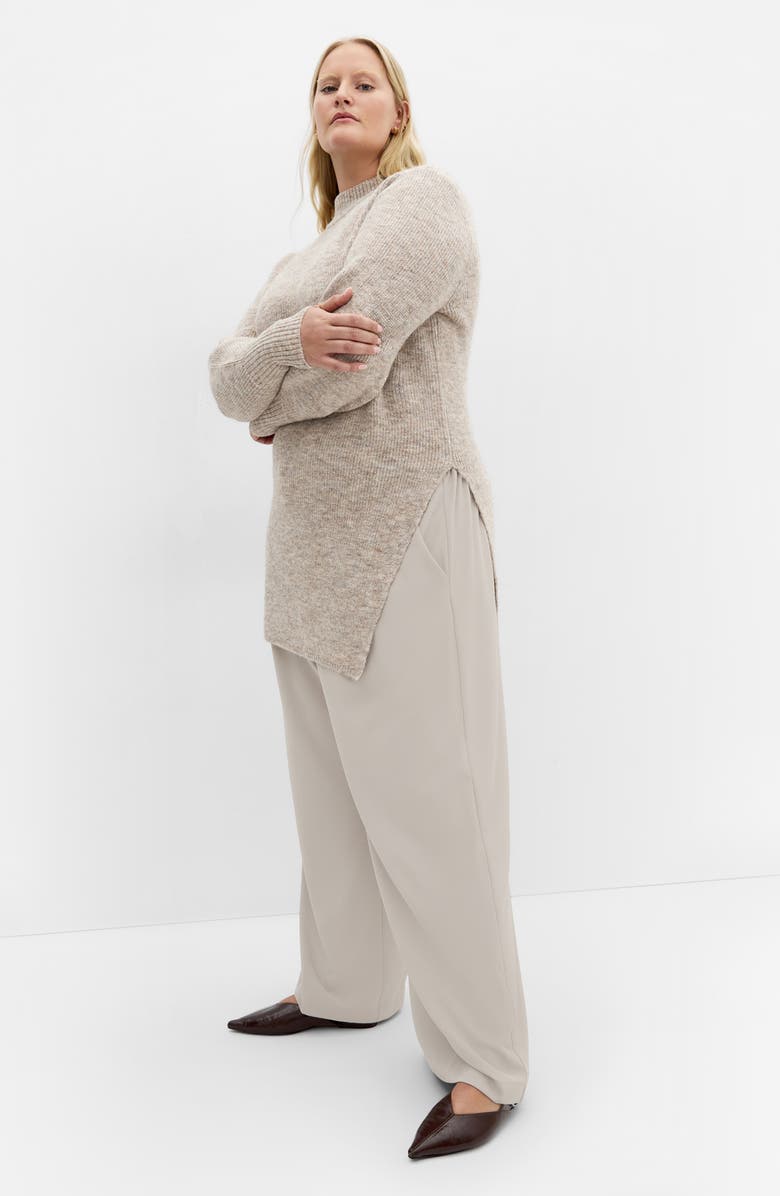 City Chic Side Split Mock Neck Longline Sweater, Alternate, color, Taupe