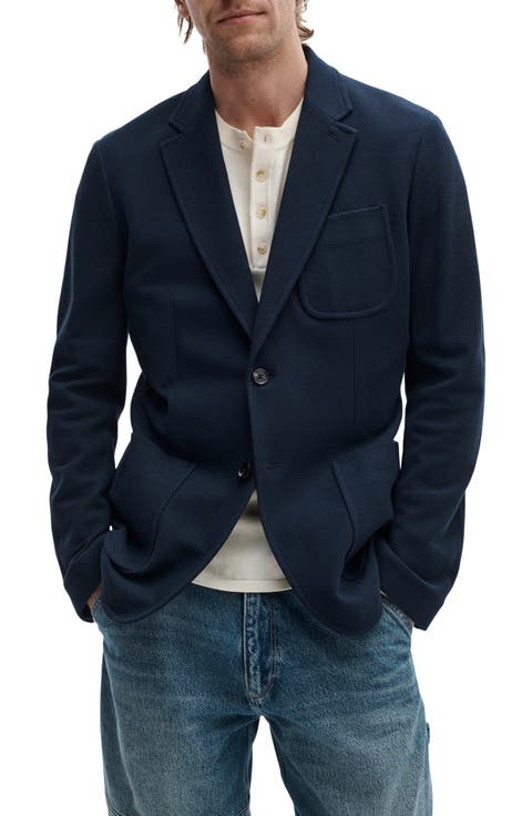 Skeleton Navy Cotton Piqué Blazer