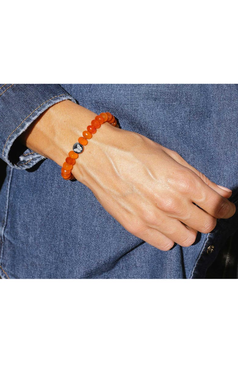 Sheryl Lowe Carnelian 8mm Bead Bracelet with Diamond Butterfly Cutie Bead, Alternate, color, 